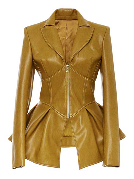 Leather Office Plain Long Sleeve Jacket