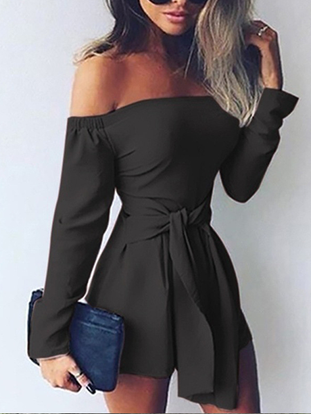 One-shoulder Solid Color Jumpsuit