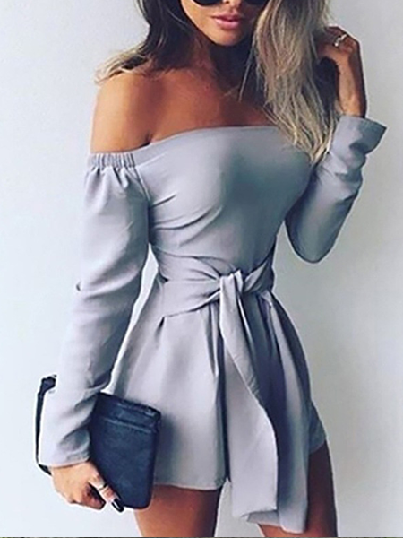 One-shoulder Solid Color Jumpsuit