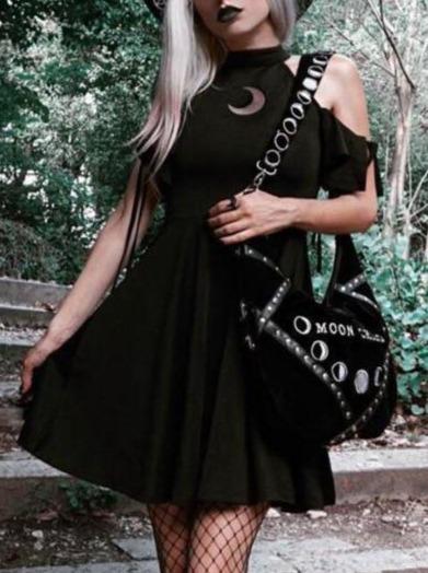 Hollow Perspective Crescent Lace Dress