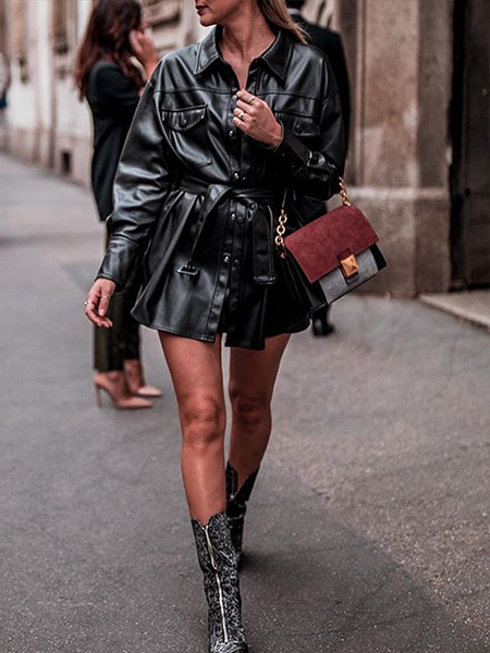 Black Fashion Locomotive Style Jacket