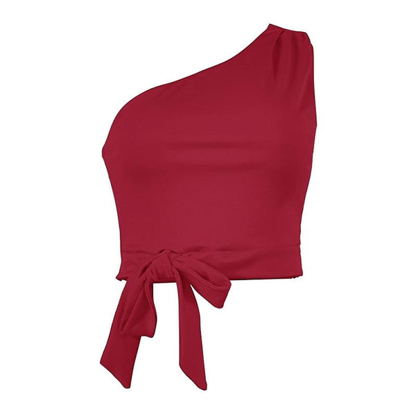 Pure Color Tie Short Cropped Sling Top