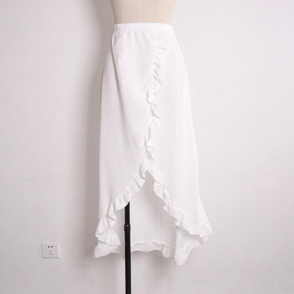 Ruffle lace up skirt sexy high waist cross skirt slit skirt Holiday Beach skirt