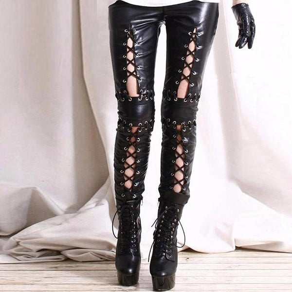 Punk Rock Leather Strapping Pants