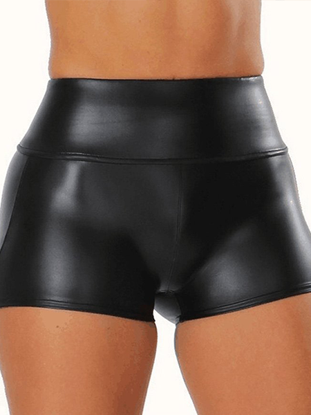 Simple Leather Slim Shorts