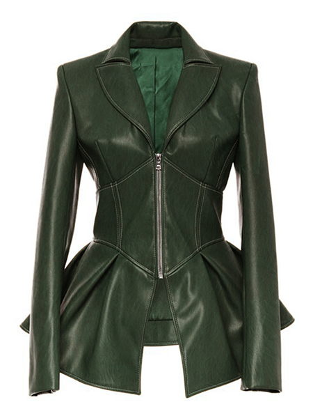 Leather Office Plain Long Sleeve Jacket