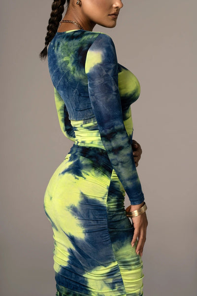 Slim Fit And Versatile Printing And Dyeing Dress