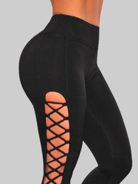 High Waist Hollow Out Straps Gym Legging