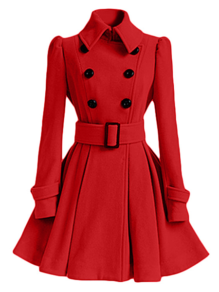 Mid-length Women's Woolen Coats (Multicolor)
