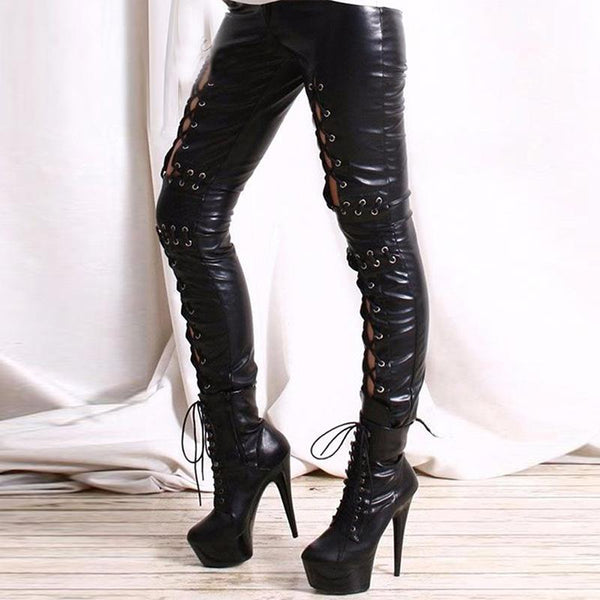 Punk Rock Leather Strapping Pants