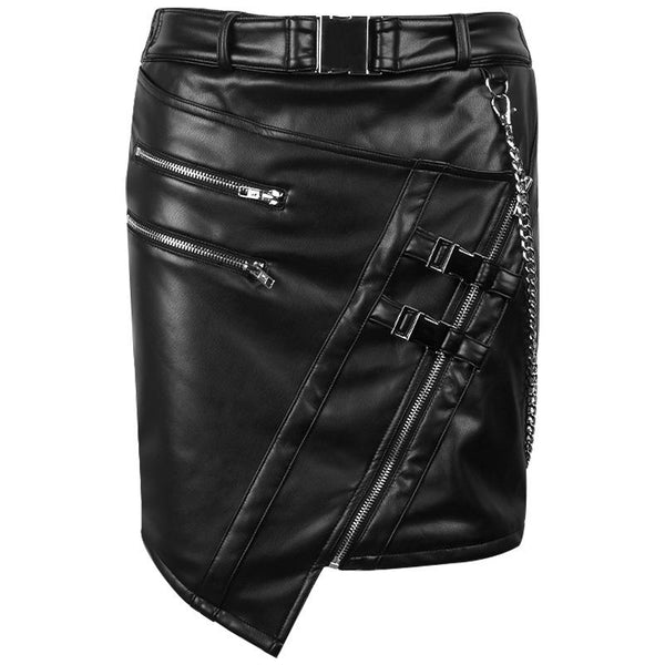 Zipper Belt Irregular Buttock Skirt