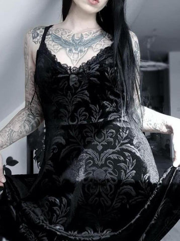 Sexy Lace Trim Suspender Dress