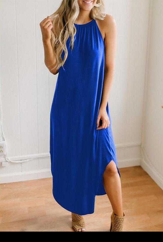 Pure Color Sexy Suspender Dress