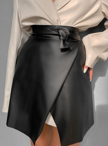 Bandage Fashion Leather Skirt