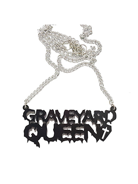 Dark black Alphabet Halloween Necklace