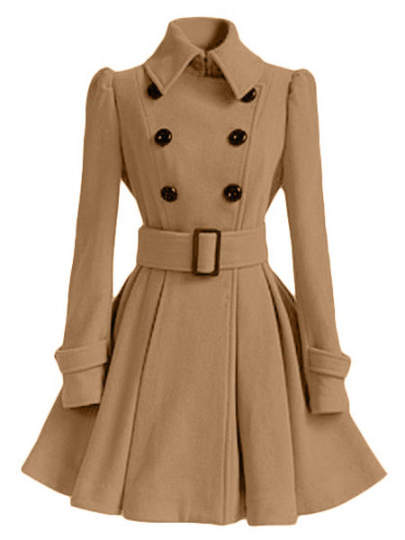 Mid-length Women's Woolen Coats (Multicolor)