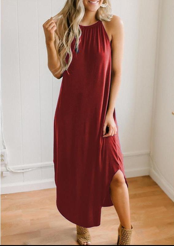 Pure Color Sexy Suspender Dress