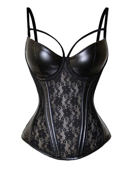 Lace Leather Waisted Corset