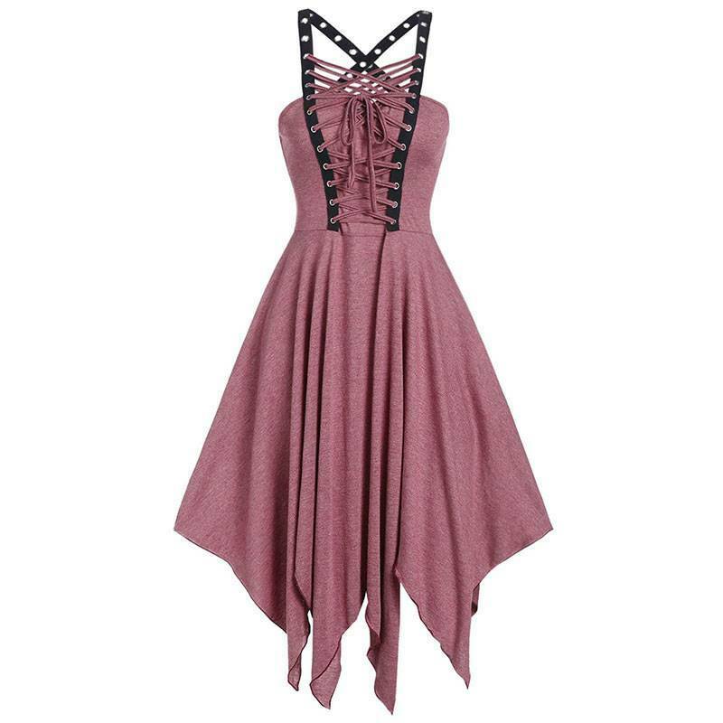 Sleeveless Lace Sling Irregular Dress
