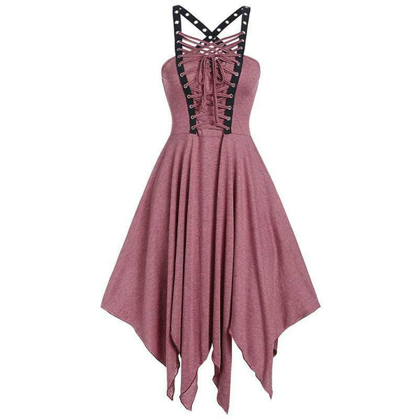 Sleeveless Lace Sling Irregular Dress