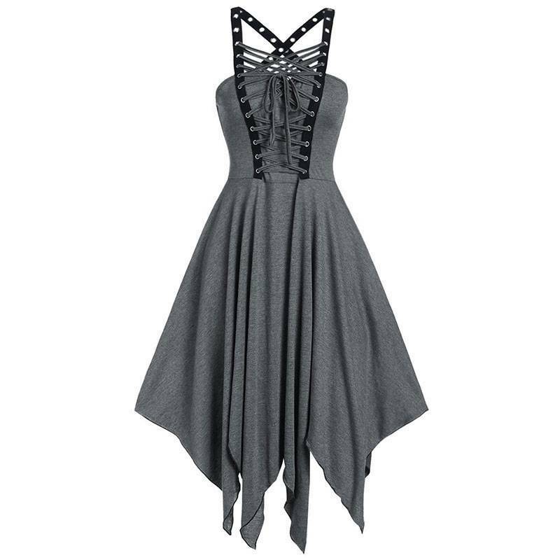 Sleeveless Lace Sling Irregular Dress