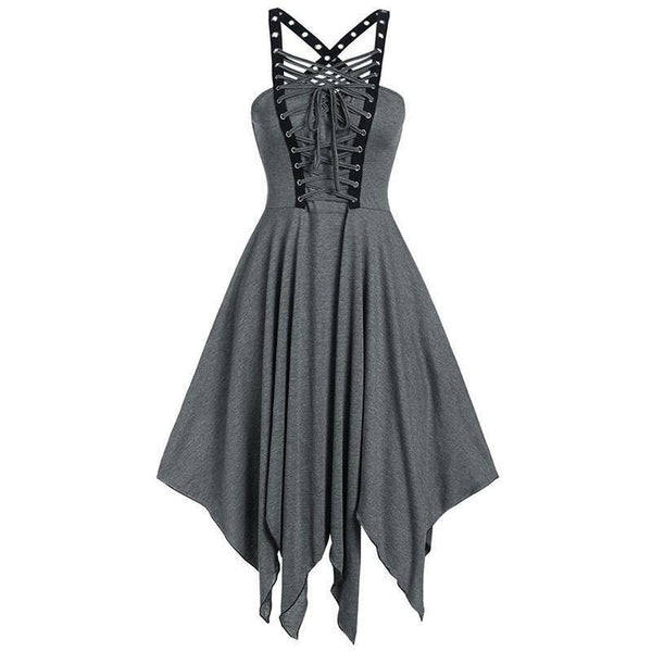 Sleeveless Lace Sling Irregular Dress