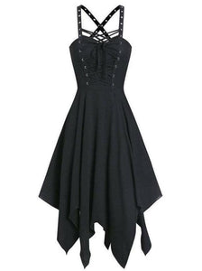Sleeveless Lace Sling Irregular Dress