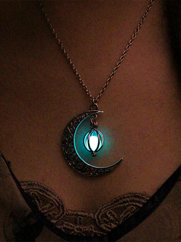 Halloween Ghost Hollow Moon Necklace