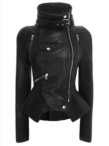 Patchwork Zipper Leather Jacket