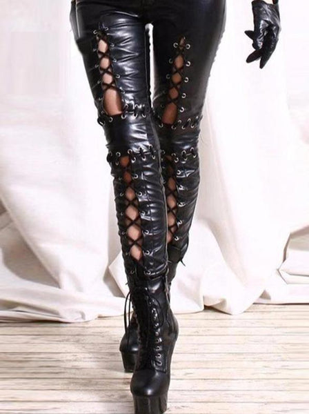 Punk Rock Leather Strapping Pants
