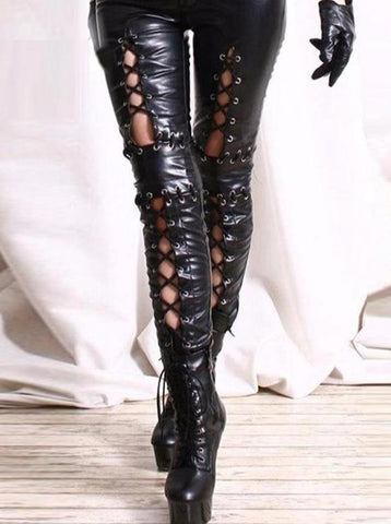 Punk Rock Leather Strapping Pants
