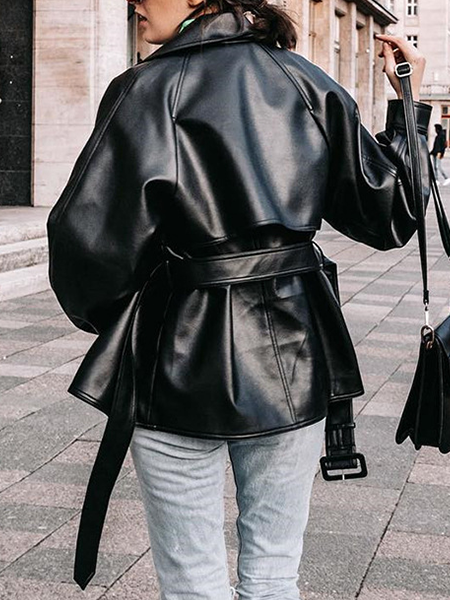 Fashion Belt Leather Jacket
