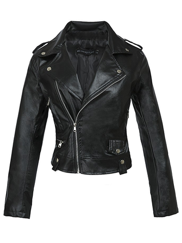 Locomotive Style Black Leather Jacket