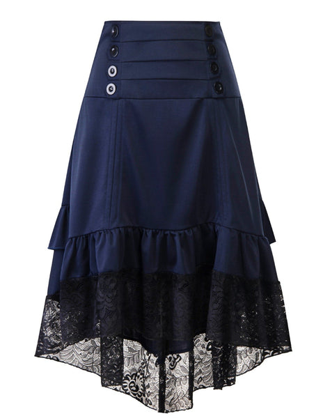 Irregular Retro Lace Stitching Skirt