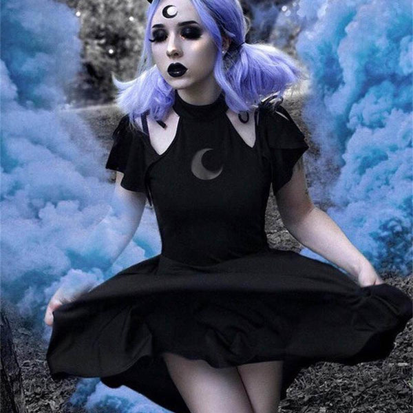 Hollow Perspective Crescent Lace Dress