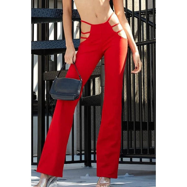 Sexy Hollow Low-rise Flared Pants