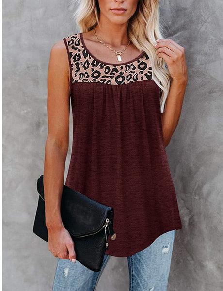 Leopard Print Loose Round Neck Vest