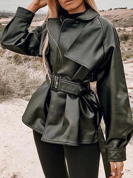 Fashion Belt Leather Jacket