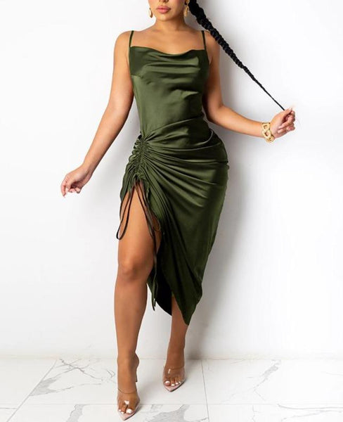Fashion Sexy Halter Lace-up Pleated Dress