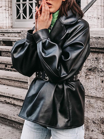 Fashion Belt Leather Jacket