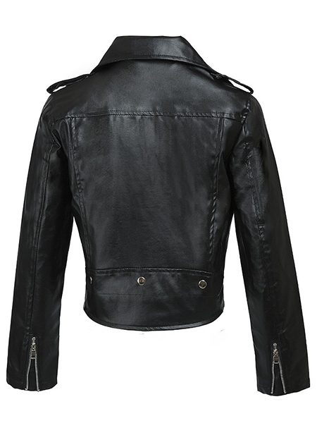 Locomotive Style Black Leather Jacket