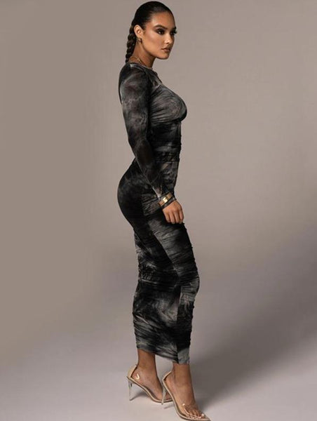 Slim Fit And Versatile Printing And Dyeing Dress