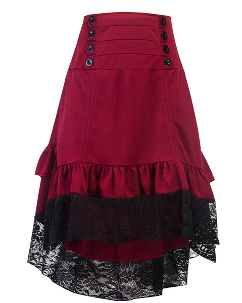 Irregular Retro Lace Stitching Skirt
