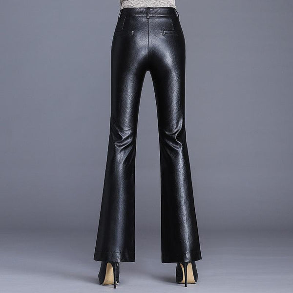 Slim High Waist Slit Drape Flared Pants