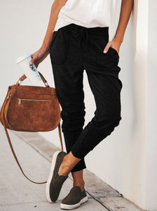 Elastic Lace-up Trousers With Small Feet