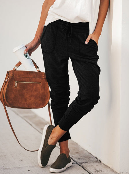 Elastic Lace-up Trousers With Small Feet