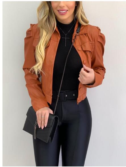 Bubble Sleeve Leather Jacket