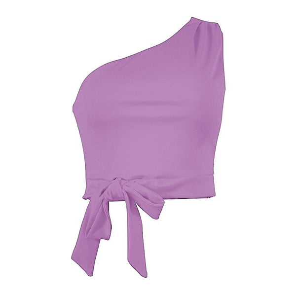 Pure Color Tie Short Cropped Sling Top