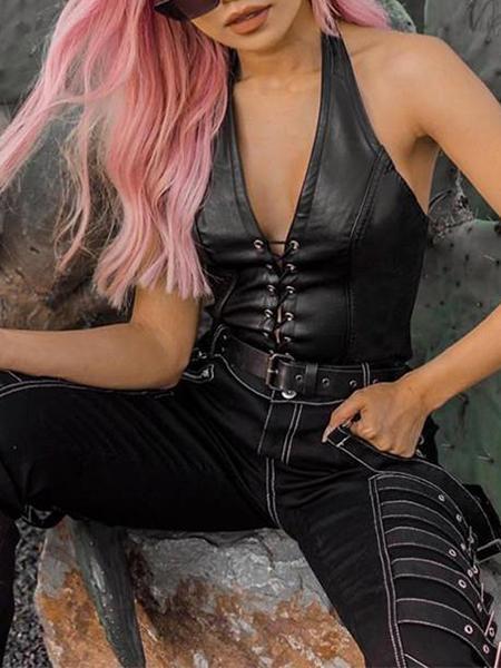 Halter Neck Tie Hollow Navel Exposed Vest