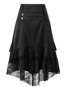 Irregular Retro Lace Stitching Skirt